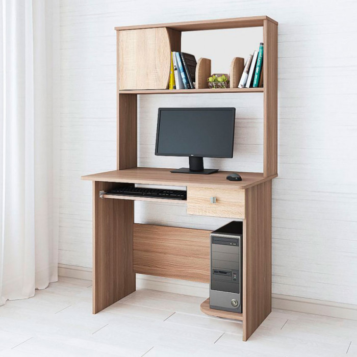 Стол компьютерный Грета-4 (900*1580*600) ясень шимо/дуб сонома