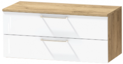 Тумба-5 прикроватная подвесная "Иннэс-7", Крафт золотой/Белый глянец