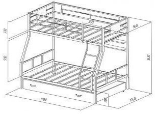 Двухъярусная кровать Гранада-1ПЯ, серый / Венге (Дуб молочный, Слоновая кость)
