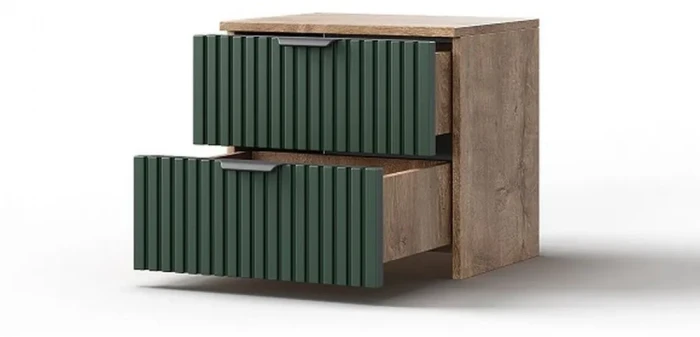 Тумба (2 ящика) "Герта" - Дуб канзас/Зеленый матовый