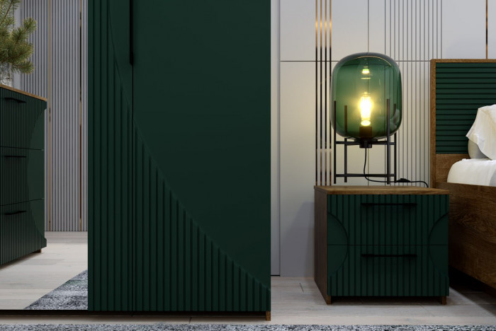 Модульная спальня "Монтале" - Дуб канзас/Зеленый матовый