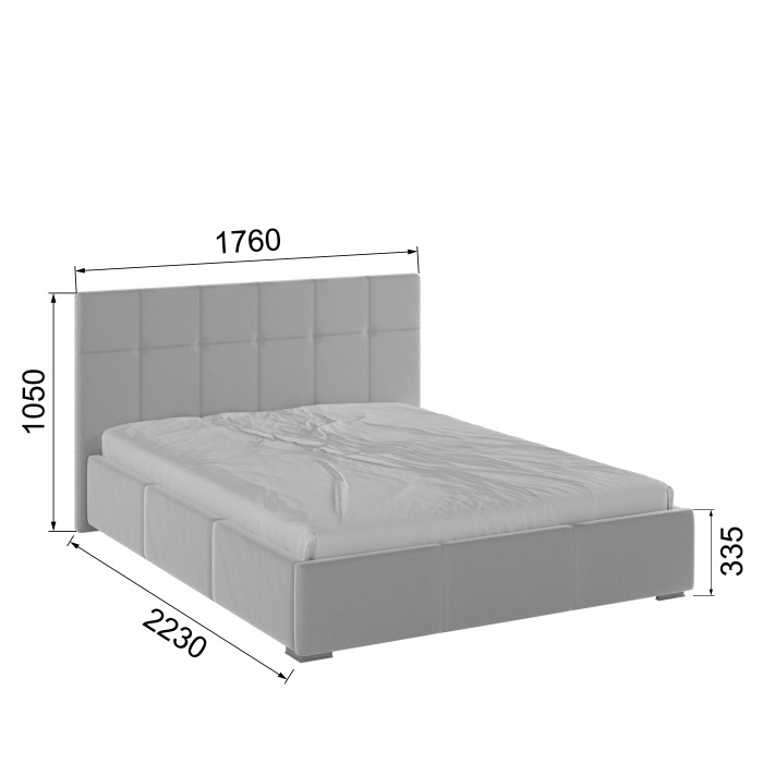Рио Кровать интерьерная 160 светло-серый квадрат, ортопед