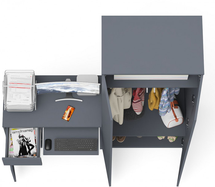 Мори компьютерный стол МС-1 левый + Шкаф МШ800.1, графит