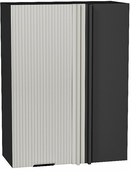 Кухонный гарнитур Евро Лайн-07, МДФ, 200 см, Графит/Агат/Белый, стеклополки (Пирит светлый)