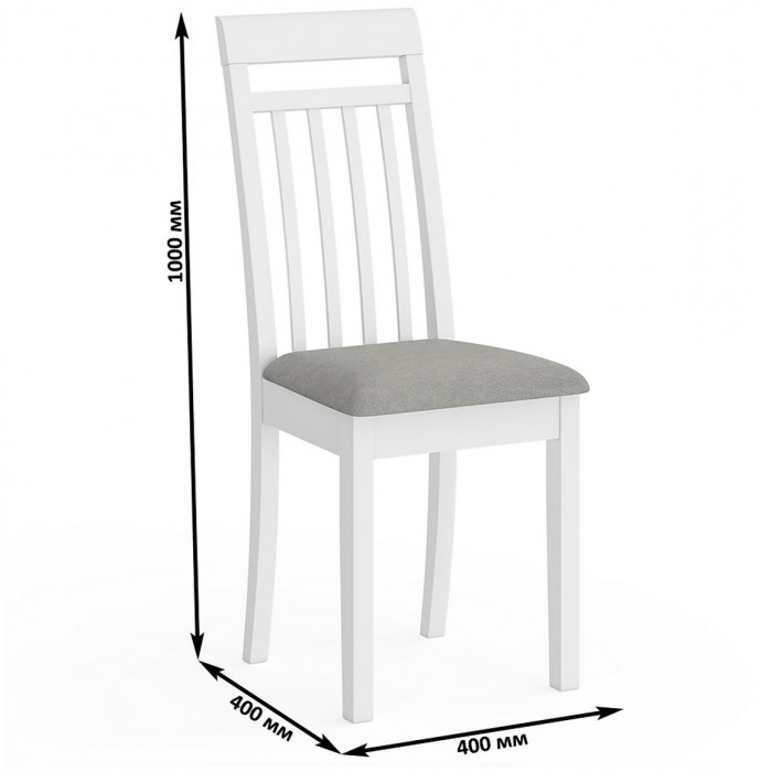 Четыре стула Мебель--24 Гольф-11 разборных, цвет белый, обивка ткань велюр серый 63, ШхГхВ 40х40х100 см., от пола до верха сиденья 47 см.