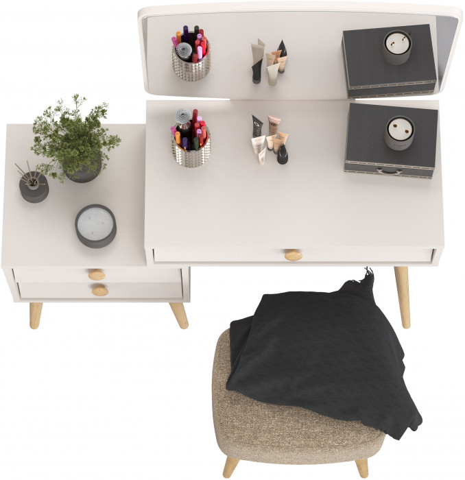 Афина Спальня 4-25901М1к.с. Трюмо + Банкетка 6-5135ТКШкор Полли, цвет кашемир серый/ткань коричневая, ШхГхВ 105х38,6х129 + 44х34х45 см., универс. сб.