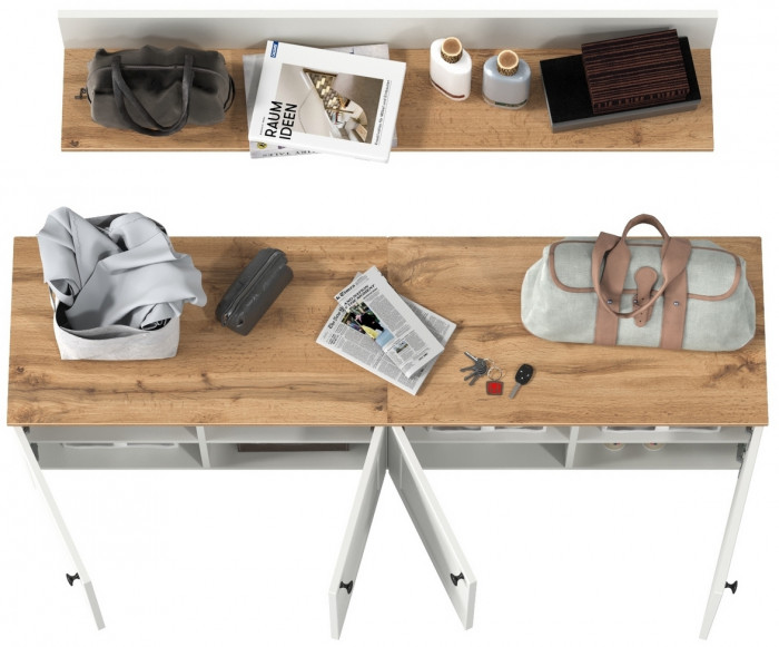 Остин Прихожая 64, белый шагрень/дуб крафт золотой