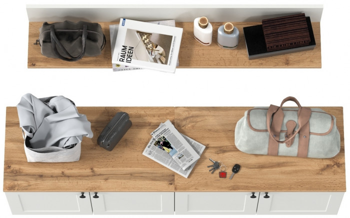 Остин Прихожая 64, белый шагрень/дуб крафт золотой