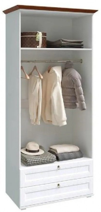 Валенсия Шкаф платяной (Белый матовый / Орех)