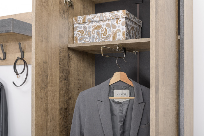 Трувор Прихожая 207, цвет дуб гранж песочный/интра, ШхГхВ 195,2х37х210 см., универсальная сборка