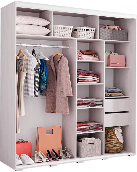 Шкаф-купе "Крафт-7" (1962х2176х591) Ясень белый