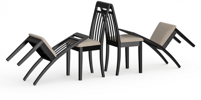 Четыре стула Мебель--24 Гольф-11 разборных, цвет венге, обивка ткань велюр капучино 25, ШхГхВ 40х40х100 см., от пола до верха сиденья 47 см.