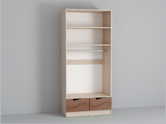 Бриз МДФ Шкаф 2 створчатый (Волна/Ясень шимо светлый/Шоколад)