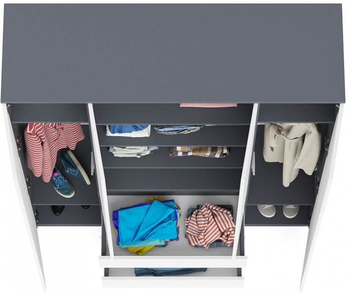 Мори Шкаф МШ1600.1, графит/белый