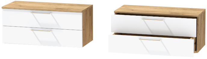 Тумба-5 прикроватная подвесная "Иннэс-7", Крафт золотой/Белый