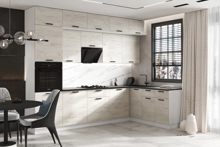 ЛДСП Кухня Рио NEW 3,0х1,8м Компановка №2 дуб крафт белый (кастилло)