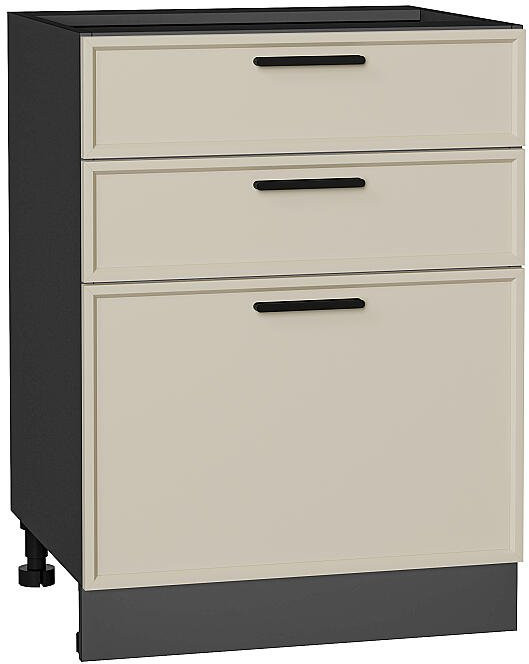 Кухонный гарнитур Фрейм-01, МДФ, 230 см, Графит/Кремовый шелк (Мрамор горный)