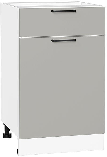 Кухонный гарнитур угловой Флэт-04, ЛДСП, 100×250 см, Белый/Светло-серый (Дуб табак)