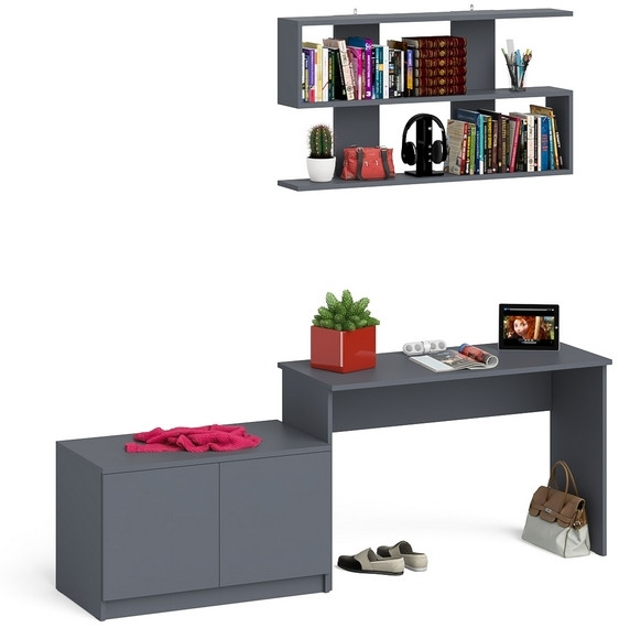 Мори письменный стол МСП1200.1 + Тумба МА900.1 + Полка 1200, графит