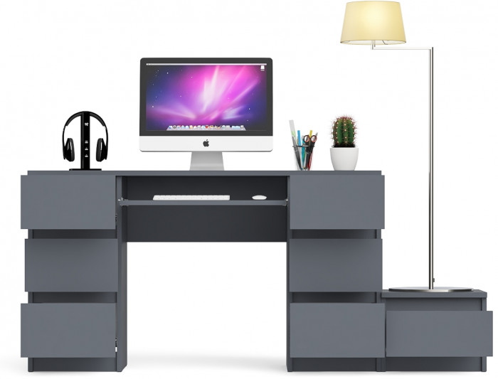 Мори Стол компьютерный МС-2 + Тумба ТМП400.1, цвет графит, ШхГхВ 175,8х50х76,6 см., универсальная сборка