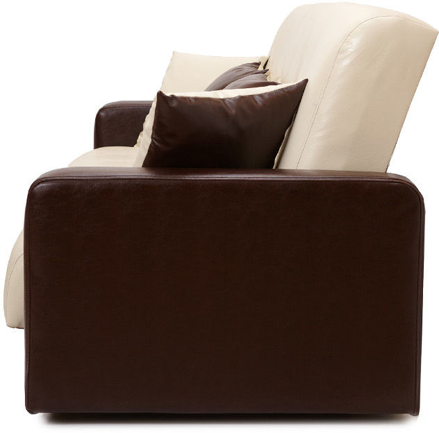 Диван-кровать Аккорд 140х190, книжка, экокожа, цвет коричнево-бежевый