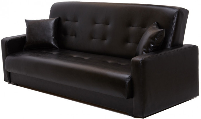 Диван-кровать Аккорд 120х190, книжка, пружинный блок, экокожа, цвет черный