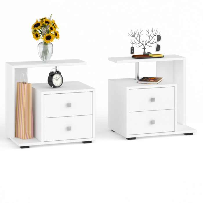 Камелия Кровать 1200 + две тумбы, цвет белый, ШхГхВ 236х217х78,2 см., сп.м. 1200х2000 мм., без матраса, основание есть