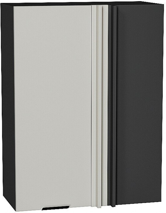 Кухонный гарнитур Евро Лайн-07, МДФ, 200 см, Графит/Агат/Антрацит, стеклополки (Снежный мрамор)