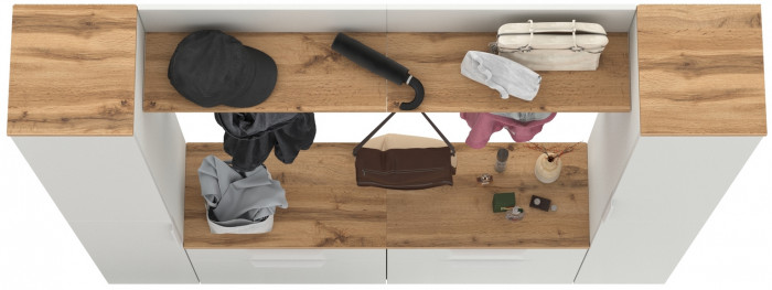 Октава Прихожая 35, белый шагрень/дуб крафт золотой/фасады МДФ белый шагрень