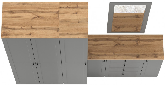 Остин Прихожая 38, цвет серый графит/дуб крафт золотой, ШхГхВ 240х54,3х229,6 см., универсальная сборка