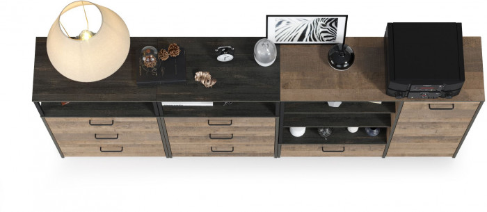 Трувор 13.307.01 Комод + 13.307.02 Комод с ящиками + 13.307.02 Комод с ящиками, дуб гранж песочный/интра