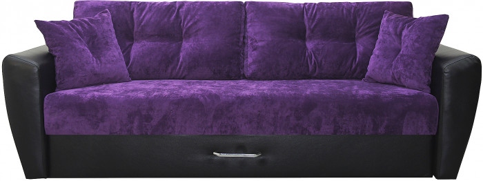 Диван-кровать Амстердам Люкс, 150х195, еврокнижка, независимый пружинный блок, велюр/экокожа, фиолетово-черный