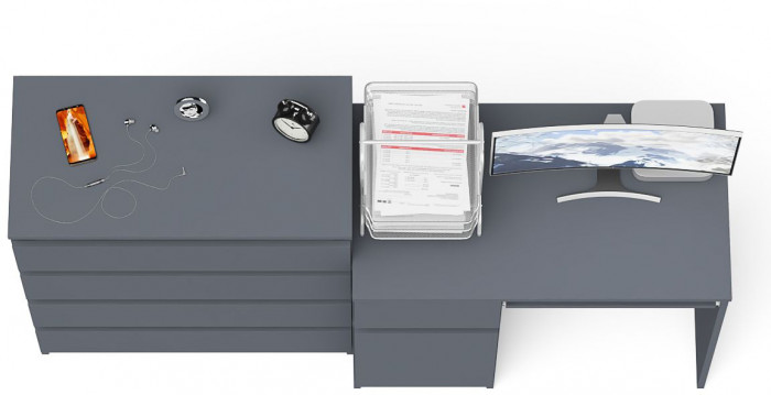 Мори компьютерный стол МС-1 левый + Комод МК800.4, графит