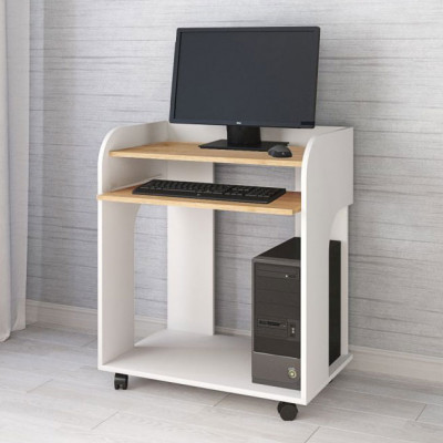 Стол компьютерный Грета-10 (700*820*450) белый/дуб крафт золотой