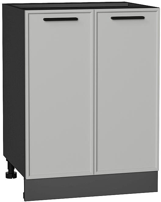 Кухонный гарнитур Фрейм-02, МДФ, 220 см, Графит/Серый шелк (Черный детройт)