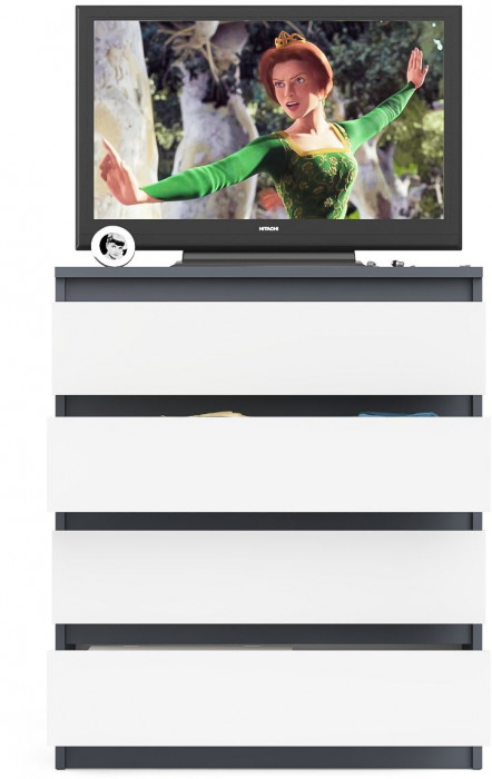 Мори Комод МК800.4, цвет графит/белый, ШхГхВ 80,4х41х94 см.