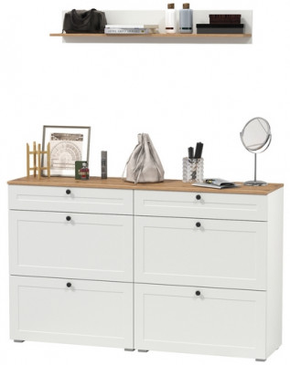 Остин Прихожая 66, белый шагрень/дуб крафт золотой