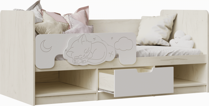 Модульная детская Юниор-4, композиция 1 (Шарли белый, Крафт белый)