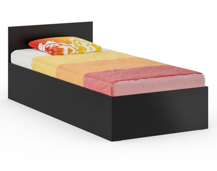 Спальня Стандарт 3-0900, цвет венге/фасады ТВ тумбы МДФ чёрный глянец, сп.м. 900х2000 мм., без матраса, основание есть