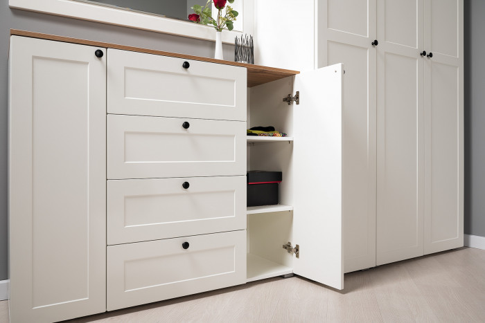 Остин 16.221 Комод + 16.221 Комод, белый шагрень/дуб крафт золотой