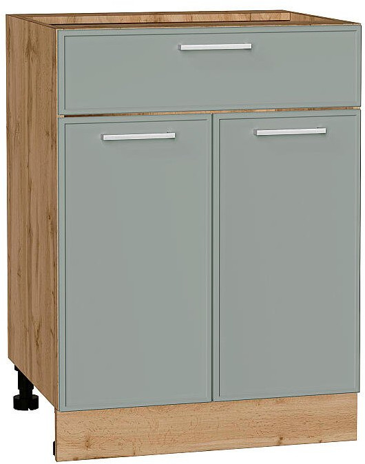 Кухонный гарнитур угловой Квадро-02, МДФ, 240×215 см, Вотан/Белый/Аквамарин (Дуб табак)