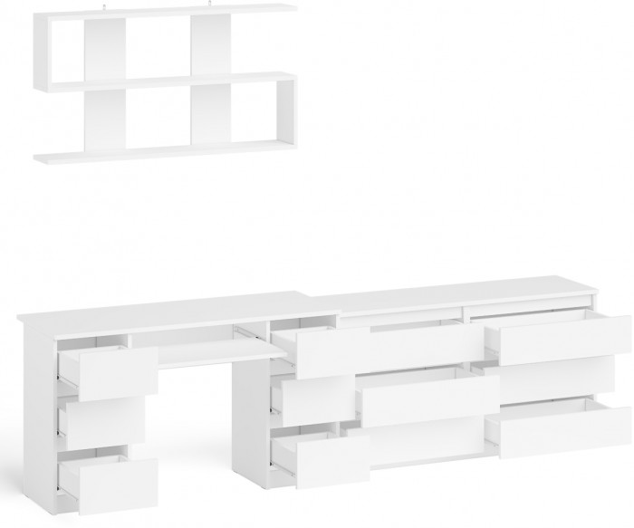 Мори компьютерный стол МС-2 + Комод МК1380.6 + Полка 1200, белый