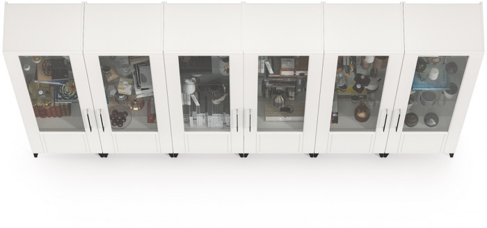 Валенсия Гостиная № 132, ЛДСП белый шагрень/МДФ белый шагрень