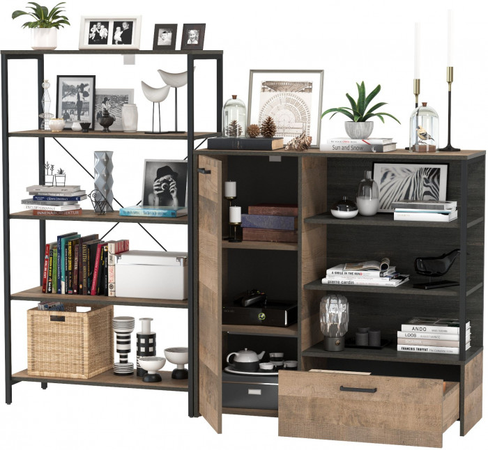 Трувор 13.151.01 Стеллаж + 13.307.01 Комод, дуб гранж песочный/интра