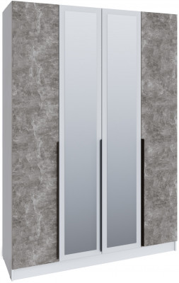 Шкаф Мадрид (1,6) с 6 ящ. внутри с зеркалом, Белый/Ателье светлое