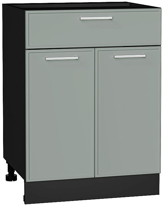 Кухонный гарнитур угловой Квадро-02, МДФ, 240×215 см, Графит/Белый/Аквамарин (Песчаный камень глянец)