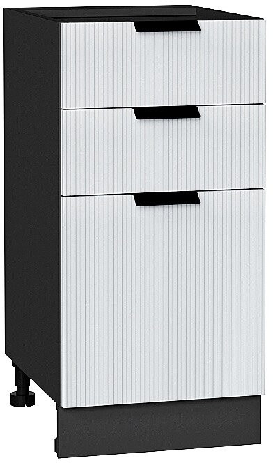 Кухонный гарнитур Евро Лайн-07, МДФ, 200 см, Графит/Антрацит/Белый, стеклополки (Пирит светлый)