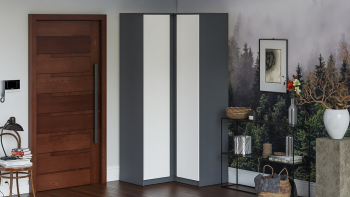 Мори угловой шкаф МШУ960.1, графит/белый