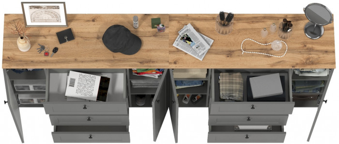 Остин 16.221 Комод + 16.221 Комод, серый графит/дуб крафт золотой