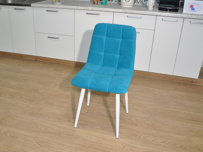 Стул Х / белый / велюр лазурь